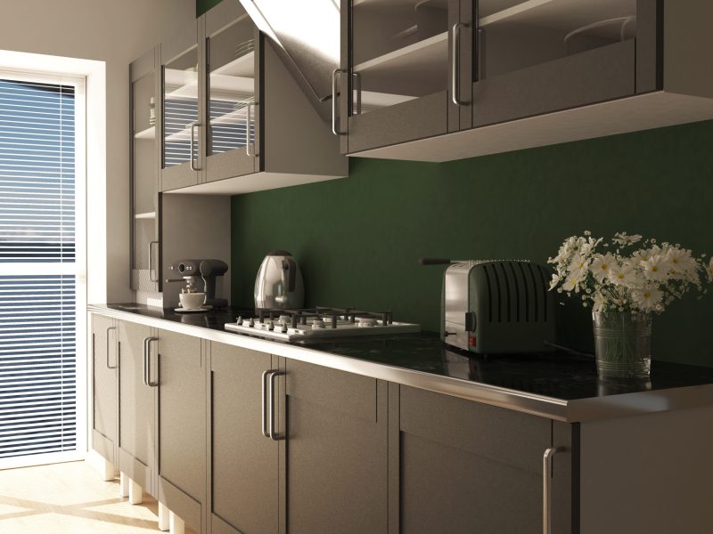 3D render of a contemporary kitchen interior